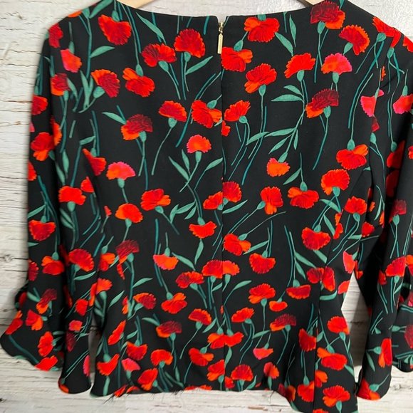 Karl lagerfeld blouse black red floral size 4 - Picture 9 of 10